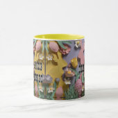 Colorful Paper Cut Bunny Personalized Easter Combo マグカップ (中央)