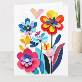 Colorful Paper Cut Flowers Joyful Botanical カード