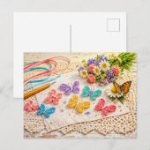Colorful Paper Quilling Butterflies with Spring Cr ポストカード (正面/裏面)
