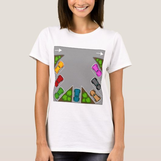 Colorful Parking Lot Overhead View Car Enthusiast Tシャツ (正面)