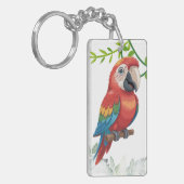 Colorful Parrot Acrylic Keychain – Bird & Plant キーホルダー (正面左)
