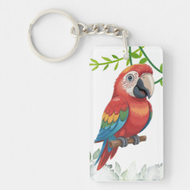 Colorful Parrot Acrylic Keychain – Bird & Plant キーホルダー