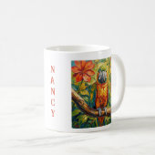 Colorful Parrot and Tropical Flower Personalized コーヒーマグカップ (正面右)