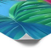 Colorful Parrot Birds Tropical Floral palms trees ポスター (角)