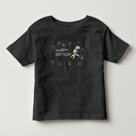 Colorful Parrot Birthday lovely baby トドラーTシャツ (正面)
