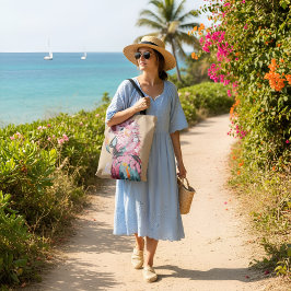 Colorful Parrot Tote Bag with Artistic Brushstroke トートバッグ