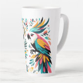 Colorful Parrots Tropical Art カフェラテマグ (右アングル)