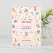 Colorful Pastel Birthday Celebration 招待状 (スタンド正面)