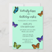 Colorful Pastel Butterfly Kisses Birthday Party 招待状 (正面)