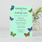 Colorful Pastel Butterfly Kisses Birthday Party 招待状 (スタンド正面)