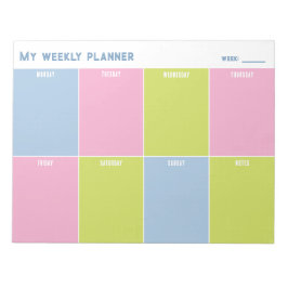 Colorful Pastel Custom Weekly Planner ノートパッド