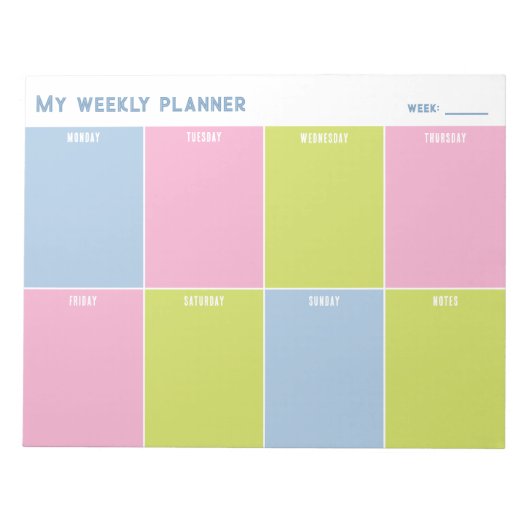 Colorful Pastel Custom Weekly Planner ノートパッド (正面)