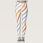 Colorful Pastel Diagonal Stripes レギンス (正面)
