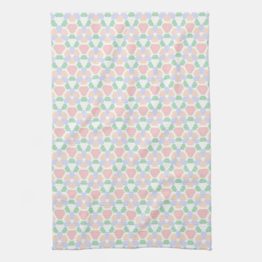 Colorful Pastel Floral Seamless Pattern キッチンタオル (縦)