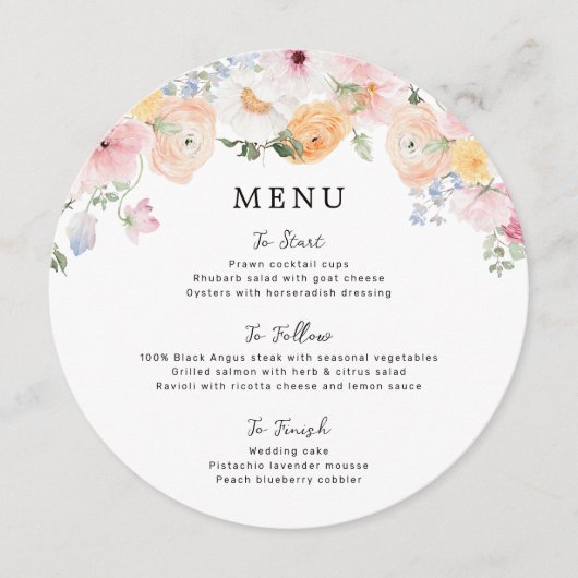 Colorful Pastel Floral Wedding メニュー (正面)