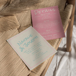 Colorful Pastel Hand Written All In One Wedding   招待状