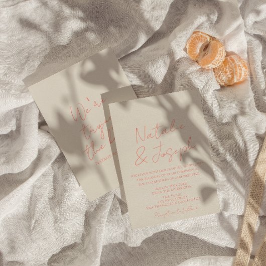 Colorful Pastel Hand Written Whimsical Wedding  招待状