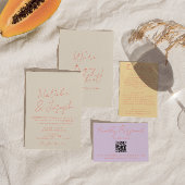 Colorful Pastel Hand Written Whimsical Wedding  招待状