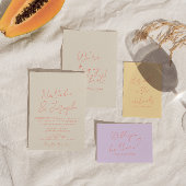 Colorful Pastel Hand Written Whimsical Wedding  招待状