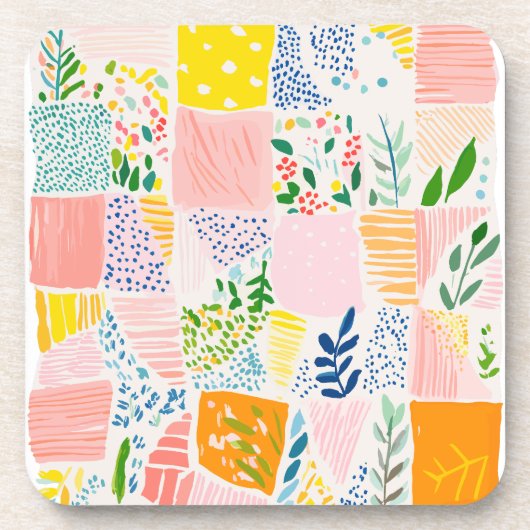 Colorful Pastel Patchwork Preppy コースター (正面)