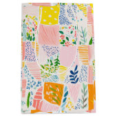 Colorful Pastel Patchwork Preppy ミディアムペーパーバッグ (正面)