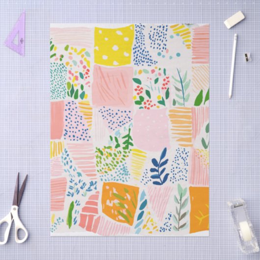 Colorful Pastel Patchwork Preppy 薄葉紙 (クラフト)