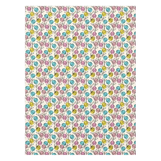 Colorful Pastel Roses テーブルクロス (正面)