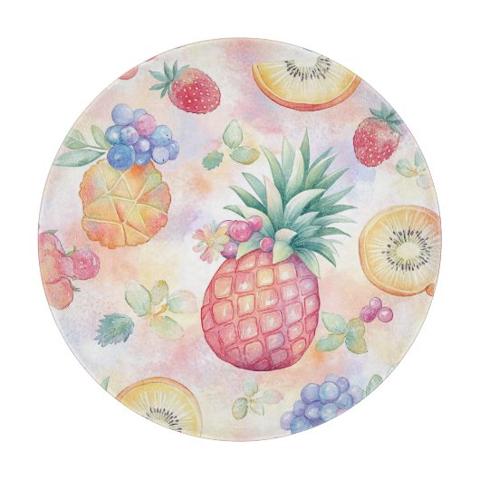 COLORFUL PASTEL TROPICAL FRUITS カッティングボード (正面)
