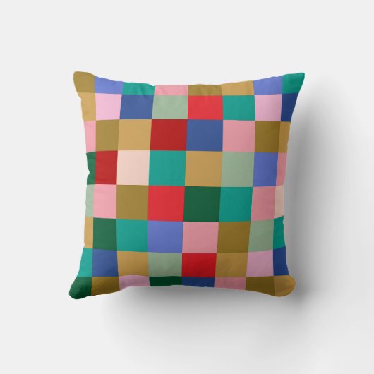 Colorful Patchwork Checkerboard Modern Geometric クッション (裏面)