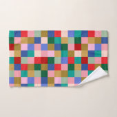 Colorful Patchwork Checkerboard Modern Geometric バスタオルセット (ハンドタオル)