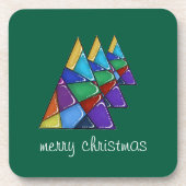 Colorful Patchwork Christmas Tree Coasters コースター (正面)
