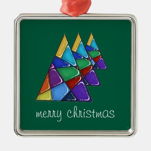Colorful Patchwork Christmas Tree Ornament  メタルオーナメント (正面)