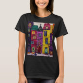 Colorful Patchwork Houses Textile Art Tシャツ (正面)