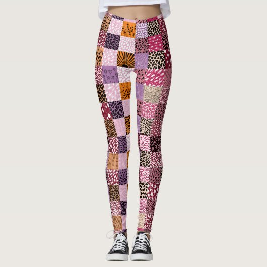Colorful Patchwork Leggings for Women レギンス (正面)