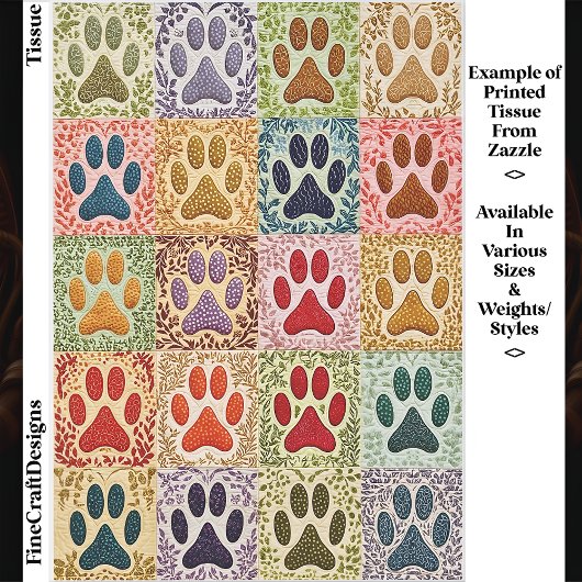 Colorful Patchwork Paw Prints Quilt EN8 Decoupage 薄葉紙