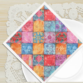 Colorful Patchwork Print Monogram
