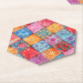 Colorful Patchwork Print Monogram ペーパーコースター (アングル)