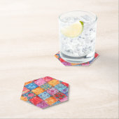 Colorful Patchwork Print Monogram ペーパーコースター (インサイチュ)