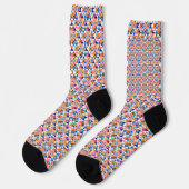 Colorful patterned socks with black heels and toes ソックス (左)
