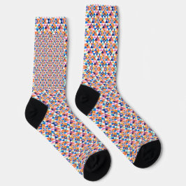 Colorful patterned socks with black heels and toes ソックス
