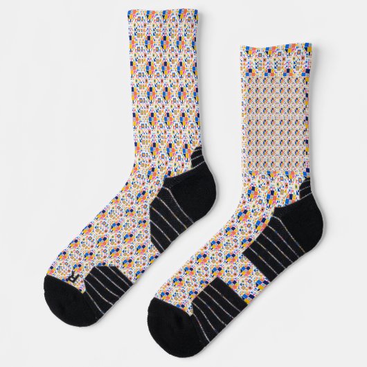 Colorful patterned socks with geometric designs ソックス (左)