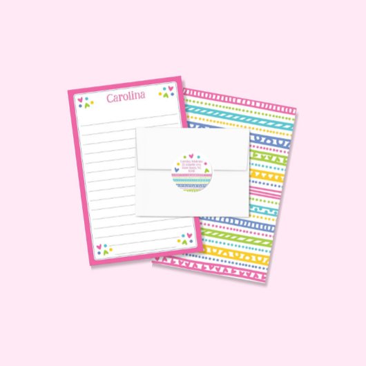 Colorful Patterns Kids Lined Letter Writing Paper