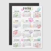 Colorful Paw Prints 2026 Calendar Magnetic Card (正面/裏面)