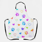 Colorful Paw Prints & Hearts Apron エプロン (正面)