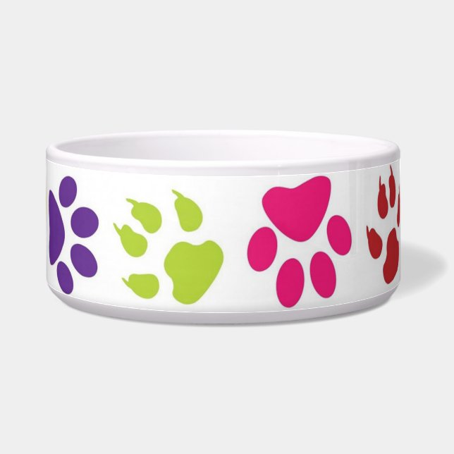 Colorful Paw Prints on Dog Bowl ボウル (右)