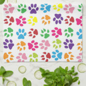 Colorful Paw Prints Pattern キッチンタオル (折り畳み)