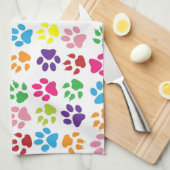 Colorful Paw Prints Pattern キッチンタオル (四つ折り)