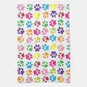 Colorful Paw Prints Pattern キッチンタオル (縦)