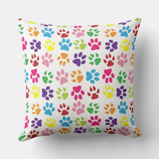 Colorful Paw Prints Pattern クッション (裏面)