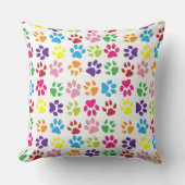 Colorful Paw Prints Pattern クッション (正面)